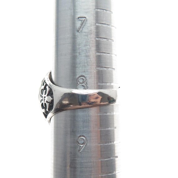 925 Sterling Silver Vintage Gemini Zodiac Fleur-de-lis Oxidized