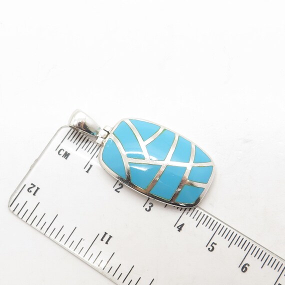 925 Sterling Silver Vintage Real Turquoise Pendant - image 3