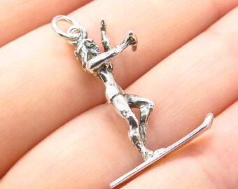 925 Sterling Silver Vintage Standup Paddleboarding Pendant