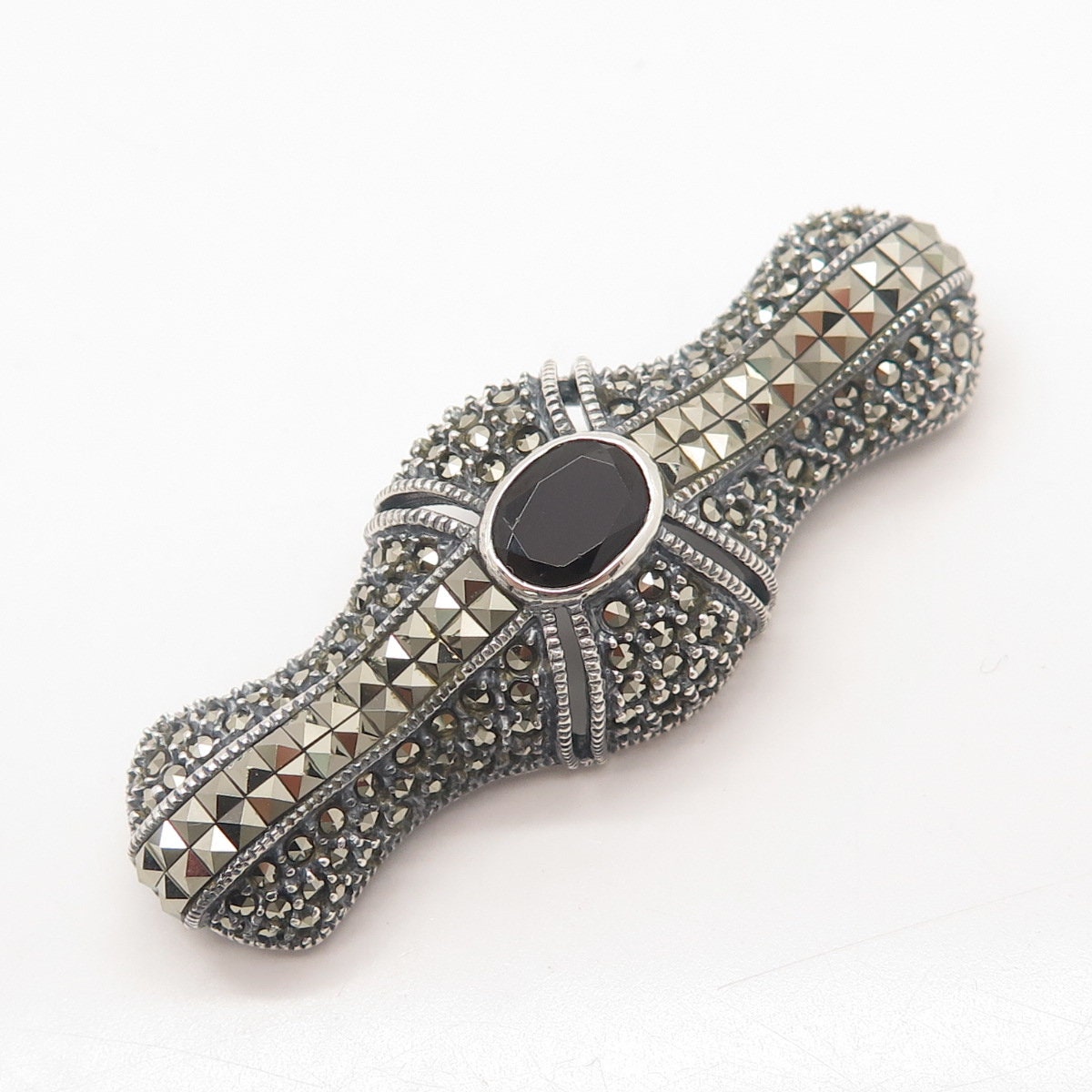 925 Sterling Silver Vintage Judith Jack Black Spinel & Marcasite
