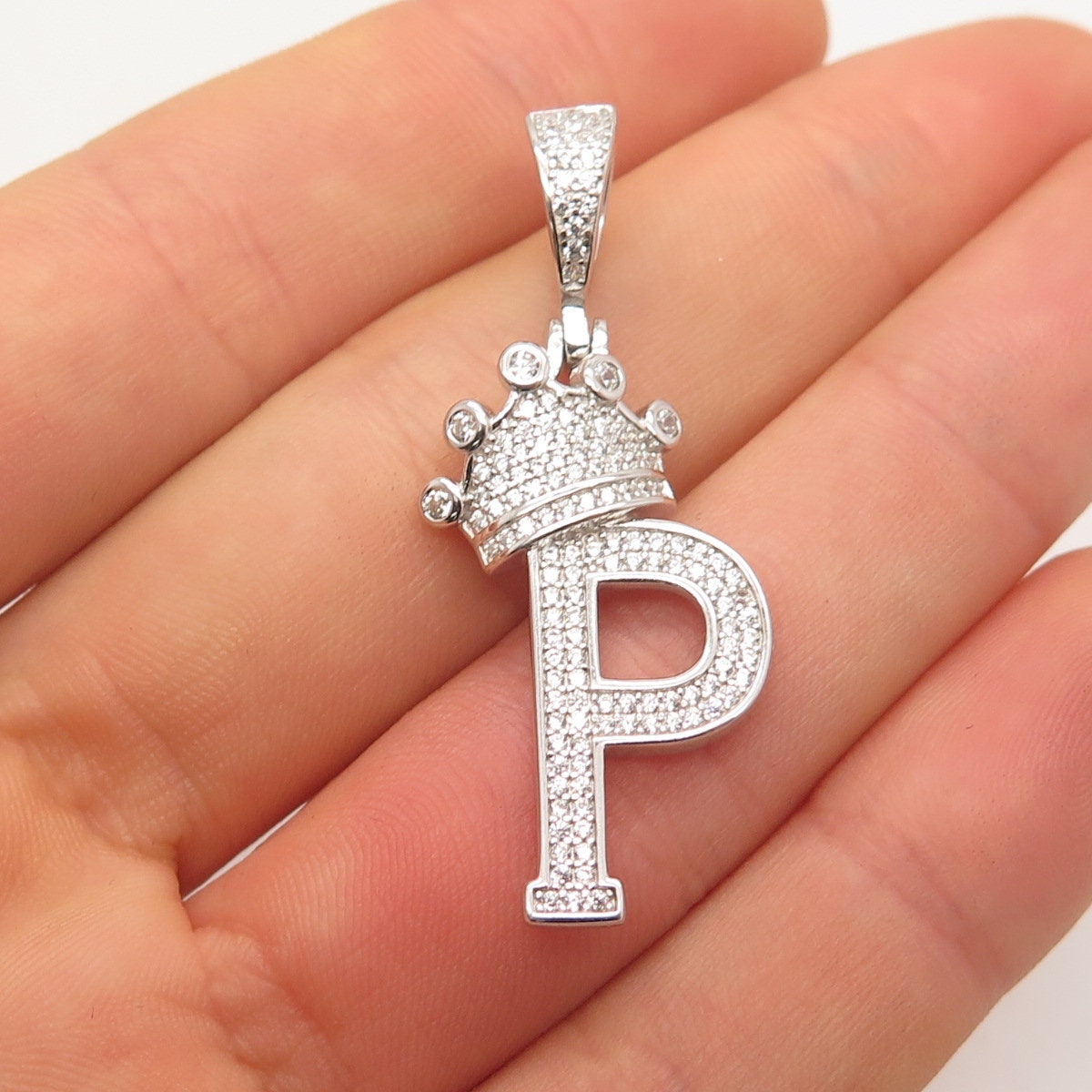 Stainless Steel Pave Set Cz Letter Charms Pdc9020