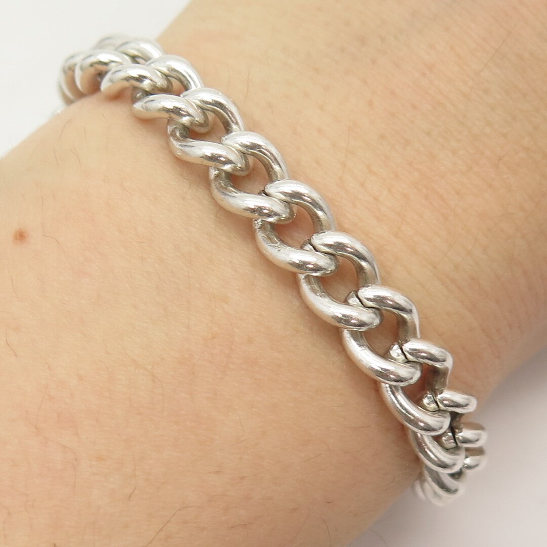 925 Sterling Silver Vintage Cable Link Bracelet 7 3/4