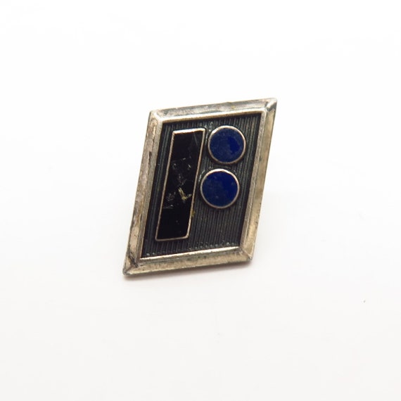 925 Sterling Silver Vintage Enamel Geometric Shap… - image 3