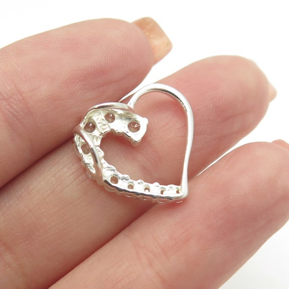 HAN 925 Sterling Silver Round-Cut C Z Heart Pendant View 2