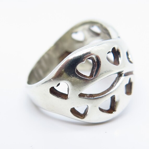 925 Sterling Silver Vintage Heart Crossover Ring … - image 4