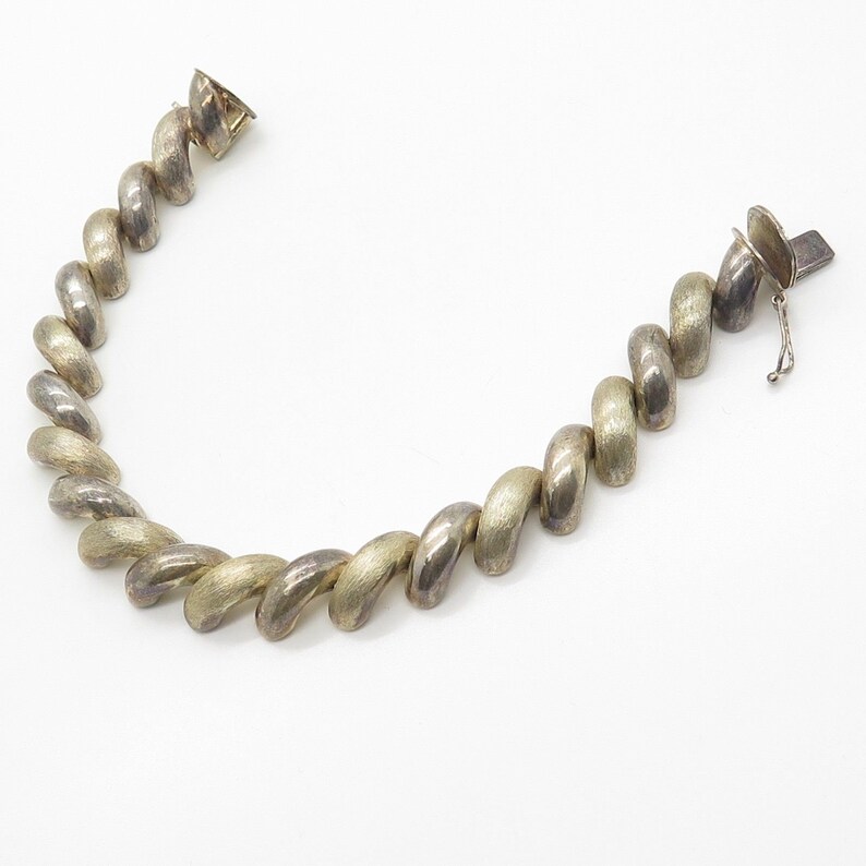Milor Italy 925 Sterling Silver Wide Macaroni Link Bracelet 7.5