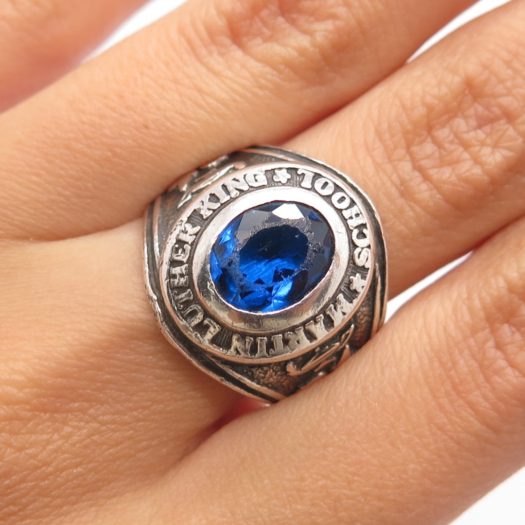 925 Sterling Silver Vintage 1973 Lab-sapphire Martin L. King