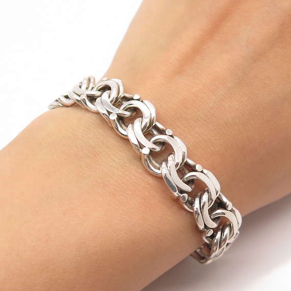 925 Sterling Silver Vintage Double Rolo Link Bracelet 6.75"