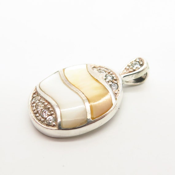 925 Sterling Silver Vintage Real Mother-Of-Pearl … - image 3