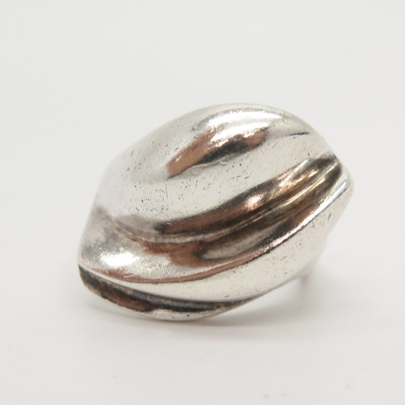 925 Sterling Silver Vintage Signed PB Modernist Wide Ring Size 6
