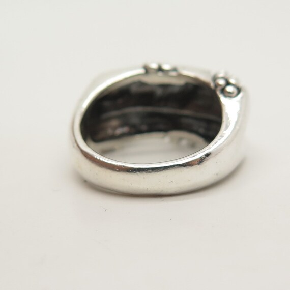 925 Sterling Silver Vintage Bead Design Ring Size… - image 5