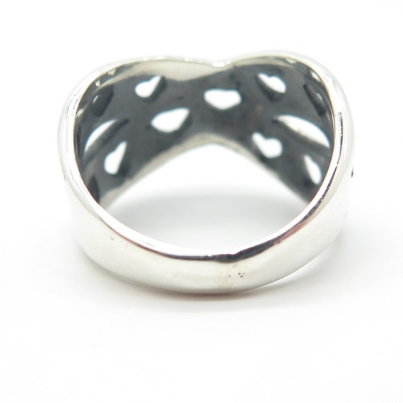 925 Sterling Silver Vintage Heart Crossover Ring … - image 5