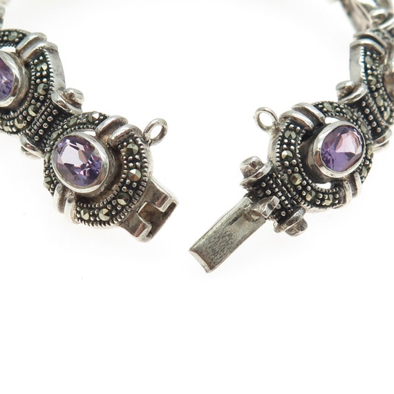 925 Sterling Silver Vintage Amethyst and Marcasit… - image 5