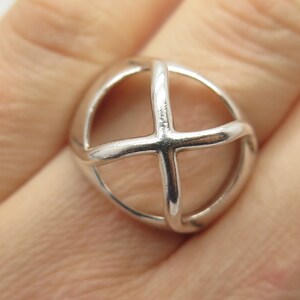 925 Sterling Silver Vintage Crossover Ring Size 7