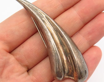 925 Sterling Silver Vintage Bayanihan Hollow Modernist Design Pin Brooch