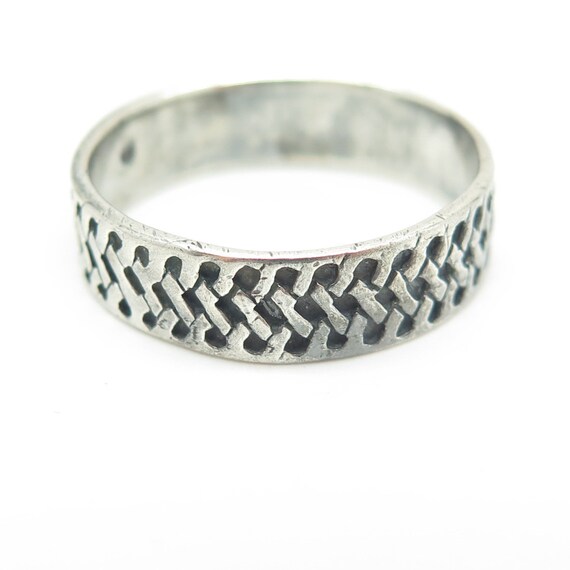 925 Sterling Silver Vintage Woven Band Oxidized R… - image 3