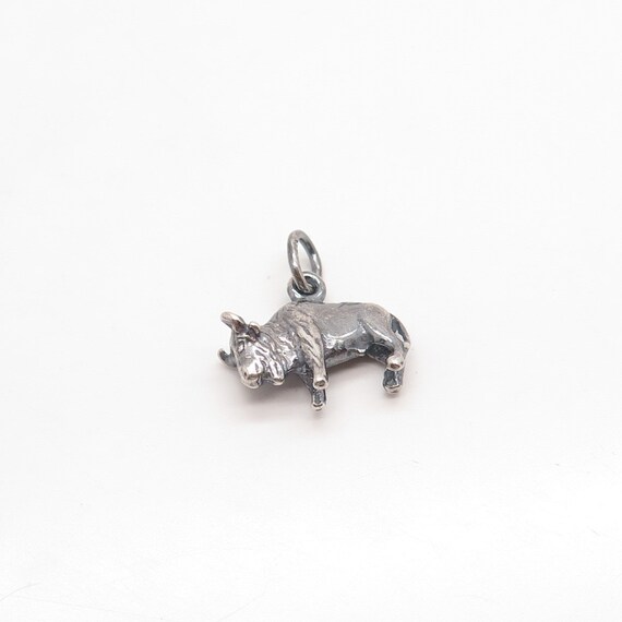 925 Sterling Silver Vintage Bull Minimalist Penda… - image 4