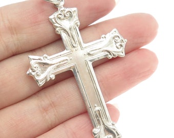 WALLACE 925 Sterling Silver Vintage Ornate Cross Pendant