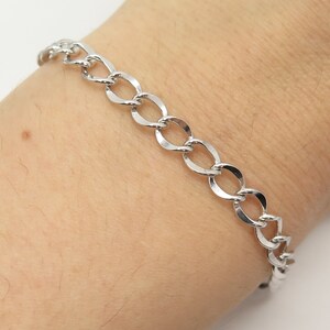 925 Sterling Silver Vintage Cable Link Bracelet 6 3/4&quot;