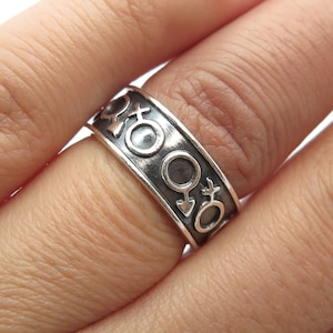 925 Sterling Silver Vintage Mexico Gender Symbols Band Ring Size 6