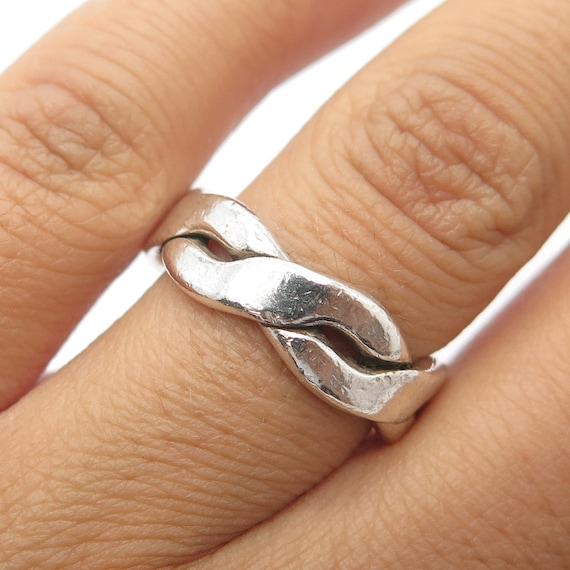 925 Sterling Silver Vintage Mexico Woven Band Ring Size 7.25