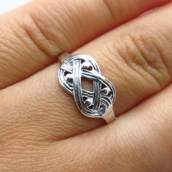 Size 4 Thumb or Pinky Ring 925 Sterling Silver Twisted Rope Love Knot Knuckle Midi Size 4 Thumb or Pinky Ring 925 Sterling Silver Twisted Rope Love Knot Knuckle Midi