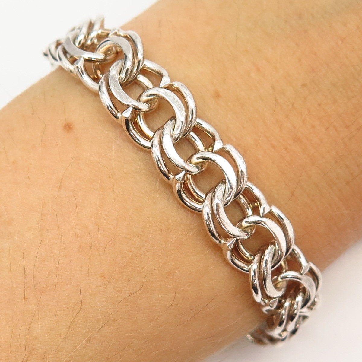 925 Sterling Silver Double Cable Link Bracelet 7 925 Sterling Silver Double Cable Link Bracelet 7