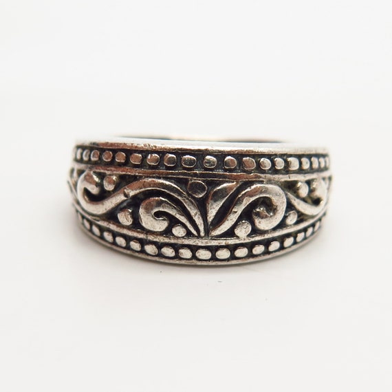 アクセサリー inorganic silver ring Sterling Silver Band Ring with Spiral Motifs Mexico