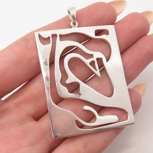 925 Sterling Silver Vintage Mexico Modernist Pendant
