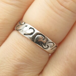 925 Sterling Silver Vintage Swirl Band Ring Size 7 3/4