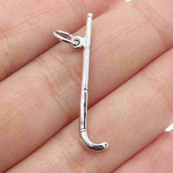 925 Sterling Silver Antique Art Deco Hockey Stick 3D Pendant