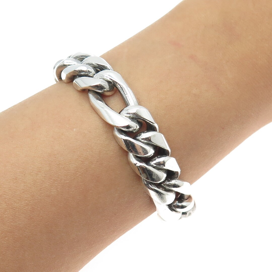 925 Sterling Silver Vintage Mexico Cuban Figaro Link Solid