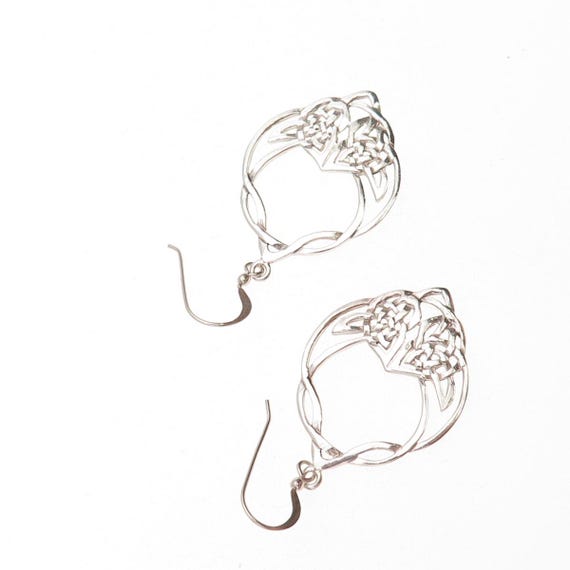 925 Sterling Silver Vintage Celtic Knot Dangle Earrings View 6