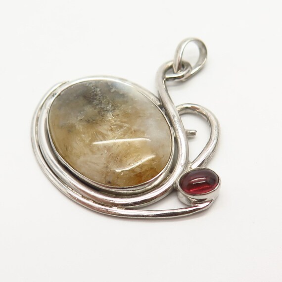 925 Sterling Silver Rutilated Quartz and Rhodolit… - image 3