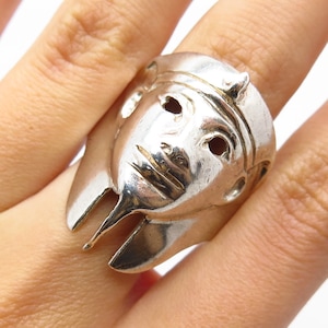 925 Sterling Silver Vintage Egyptian Pharaoh Statement Ring Size 12.5