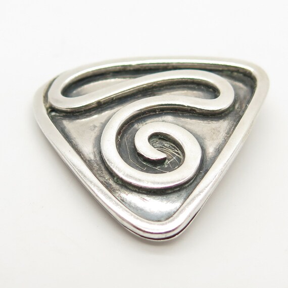 925 Sterling Silver Vintage Swirl Triangle Pin Br… - image 5