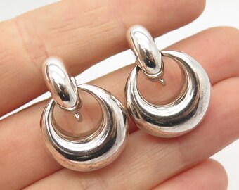 925 Sterling Silver Vintage Door Knocker Screw Back Earrings