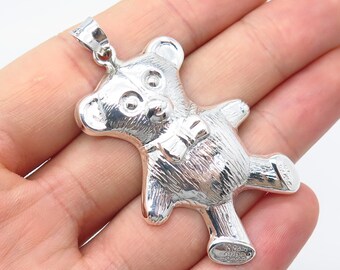 925 Sterling Silver Vintage Teddy Bear Pendant