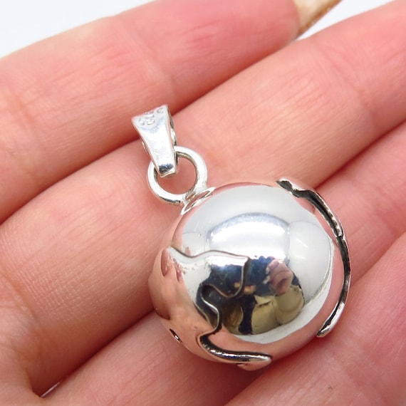 * LARGE Sterling Silver C925 Lucky Wish Ball Harmony Relax Mediate Bell Necklace * LARGE Sterling Silver C925 Lucky Wish Ball Harmony Relax Mediate Bell Necklace