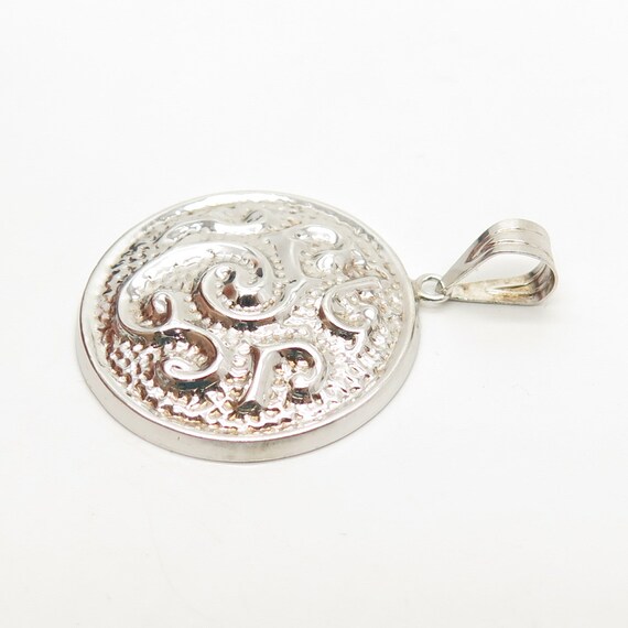 925 Sterling Silver Vintage Textured Swirl Round … - image 5