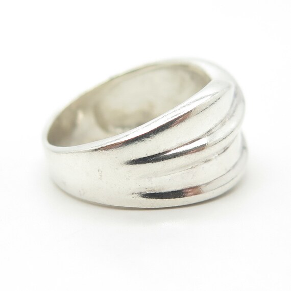 925 Sterling Silver Vintage Modernist Wavy Ring S… - image 4