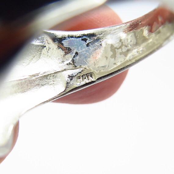 925 Sterling Silver Vintage HAN Ribbed Wide Ring … - image 8
