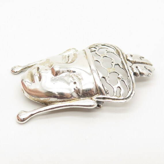 925 Sterling Silver Vintage Tribal God Pin Brooch - image 5
