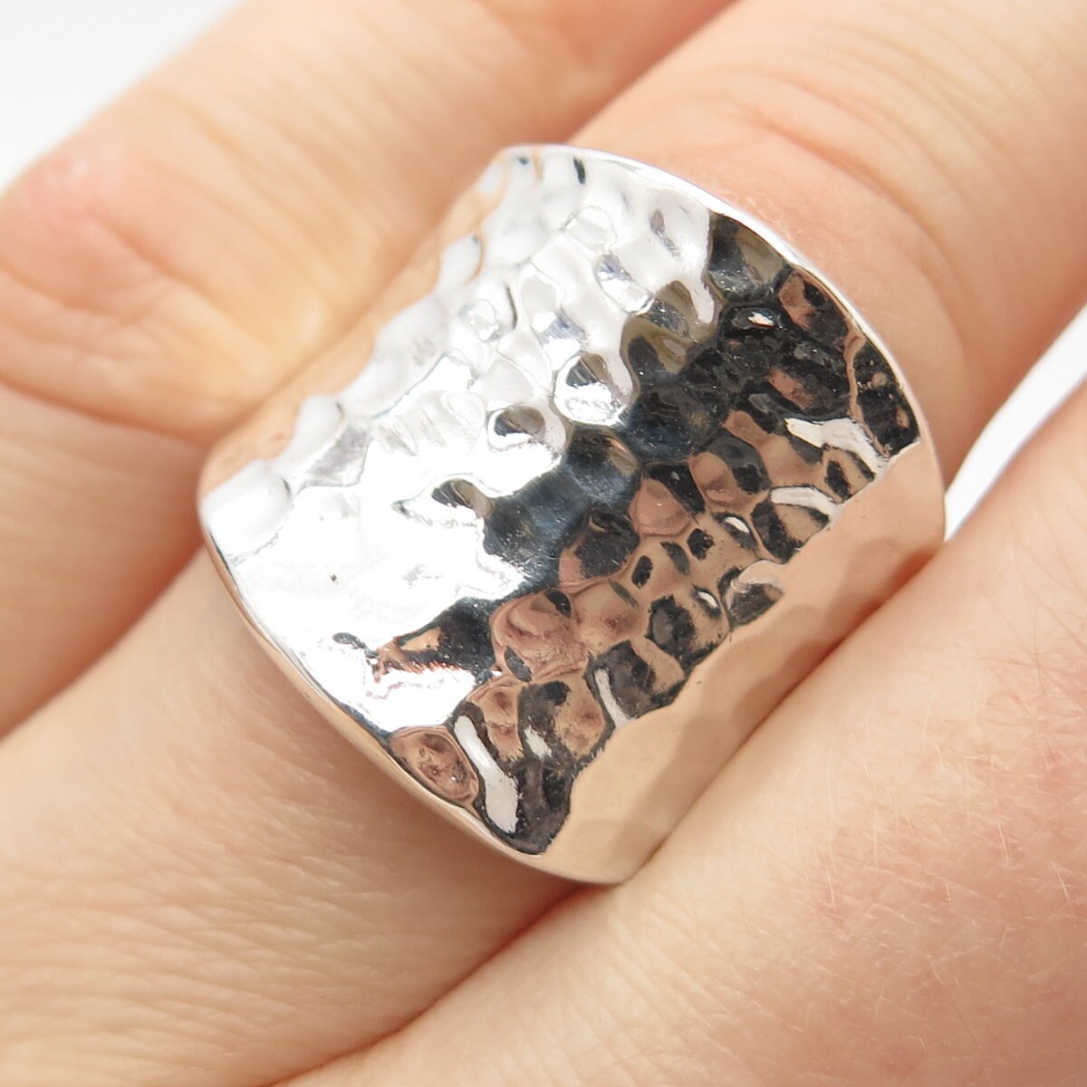 999 Silver Vintage Hammered Finish Ring Size 6 3/4 - Etsy