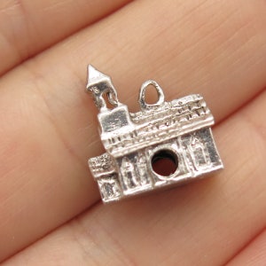 925 Sterling Silver Vintage Country House Charm Pendant