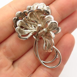 925 Sterling Silver Vintage Forstner Floral Design Pin Brooch