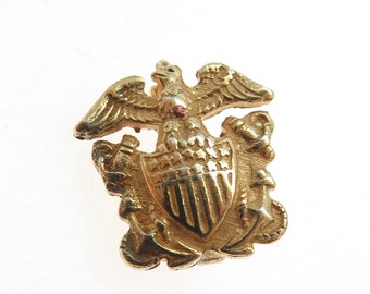 925 Sterling Silver Gold Plated Antique WWII US Navy Eagle and