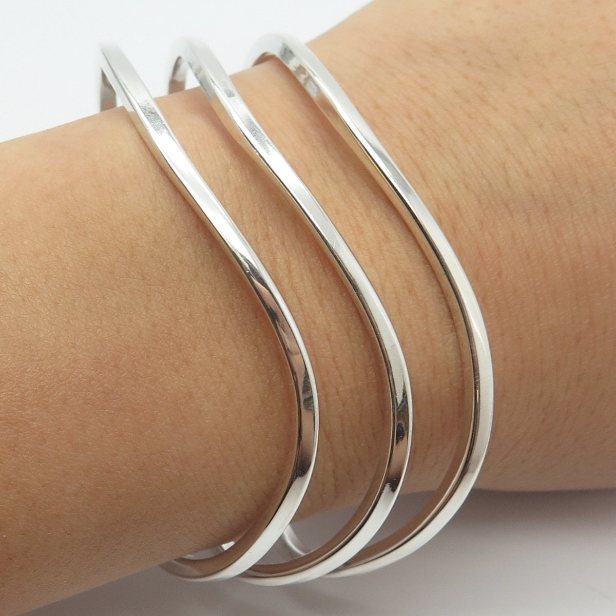 7. Vintage 925 Sterling Silver Wavy Cuff Bracelet 28.6g