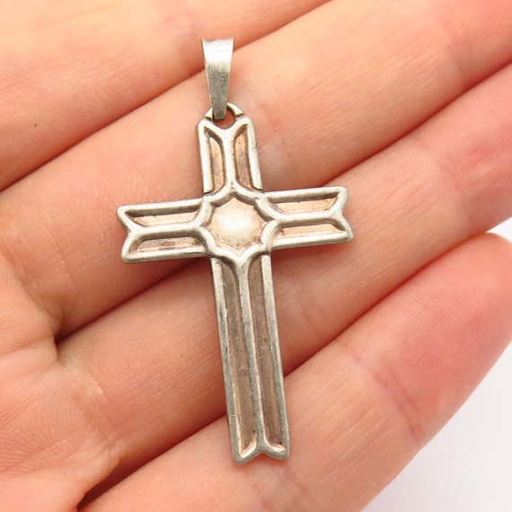 925 Sterling Silver Cross Religious Pendant - image 1