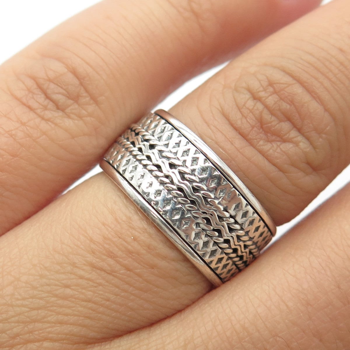 アクセサリー Vintage Silver 70's France Made Ring 925 925 Sterling Silver Vintage Ornate Handcrafted Band Ring